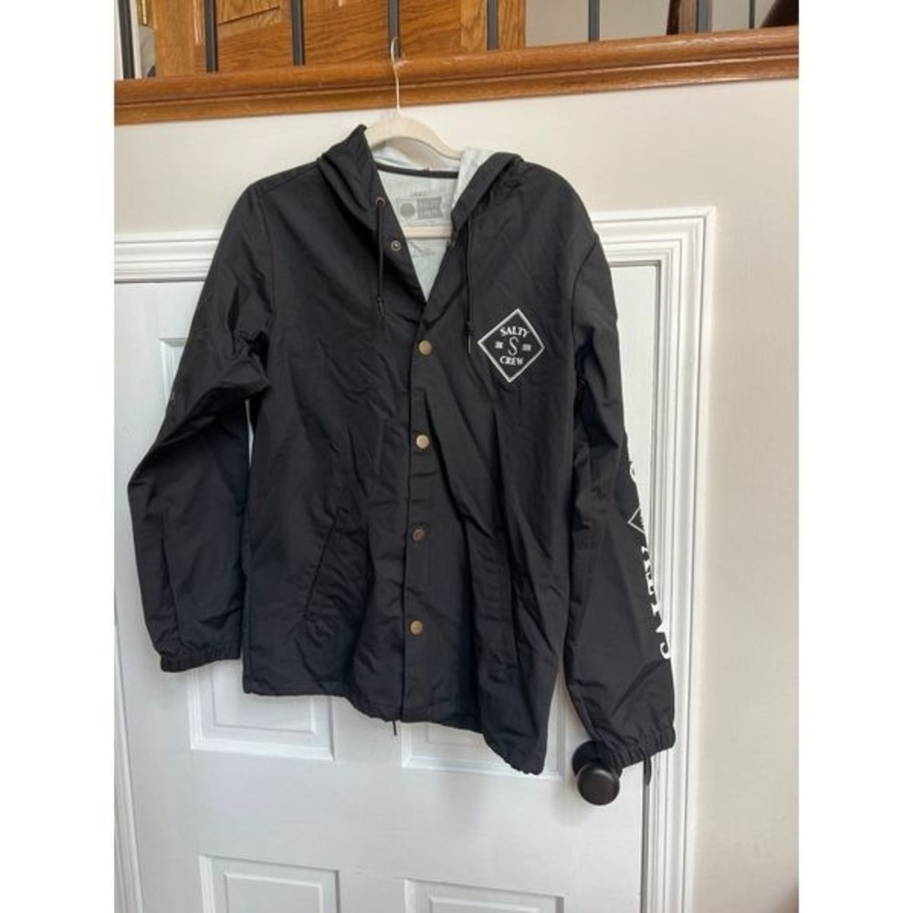 Salt crew windbreaker black coat men's small nwot